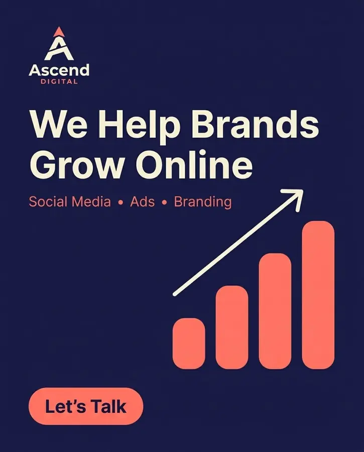 Ascend Digital: Social post: We help brands grow online