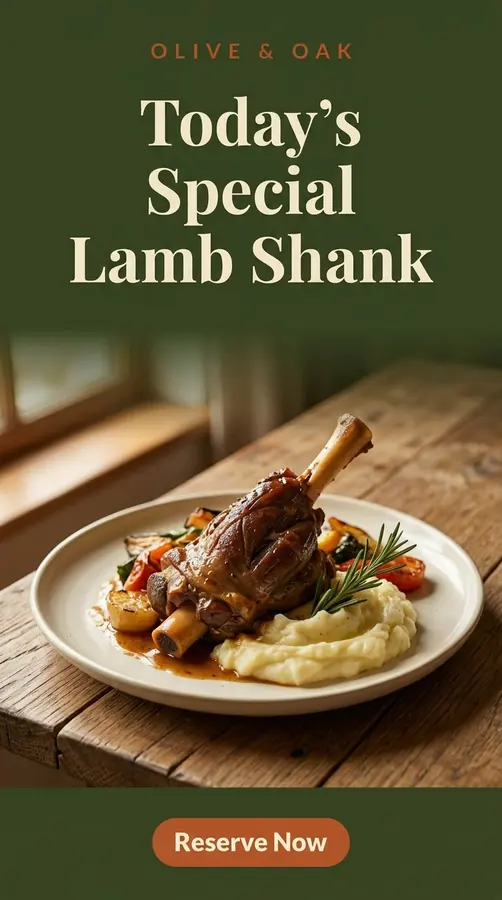 Olive and Oak story: Today's special lamb shank